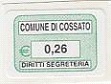 Marca da Bollo del Comune di COSSATO su Carta Bianca di dimensioni 22 x 15 mm