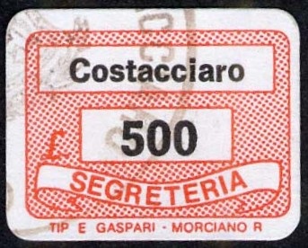 Marca da Bollo del Comune di COSTACCIARO su Carta Bianca di dimensioni 19,5 x 13 mm