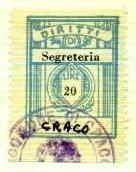 Marca da Bollo del Comune di CRACO su Carta Bianca Sottile di dimensioni 21 x 28 mm