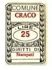 Marca da Bollo del Comune di CRACO su Carta Bianca di dimensioni 20 x 30,5 mm