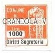 Marca da Bollo del Comune di CRANDOLA VALSASSINA su Carta Bianca di dimensioni 20 x 20 mm