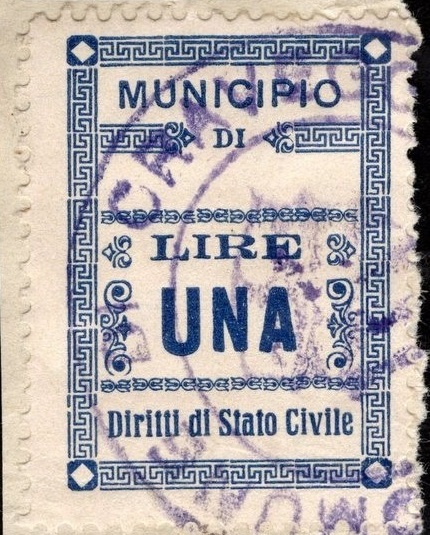 Marca da Bollo del Comune di CRAVEGGIA su Carta Bianca di dimensioni 21 x 29 mm