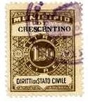 Marca da Bollo del Comune di CRESCENTINO su Carta Bianca Sottile di dimensioni 22,5 x 29 mm