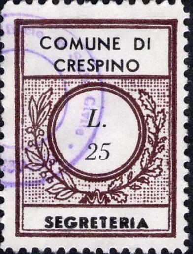 Marca da Bollo del Comune di CRESPINO su Carta Bianca di dimensioni 23 x 30 mm