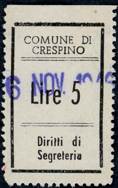 Marca da Bollo del Comune di CRESPINO su Carta Bianca di dimensioni 23 x 29 mm