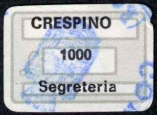 Marca da Bollo del Comune di CRESPINO su Carta Bianca di dimensioni 19 x 13,5 mm
