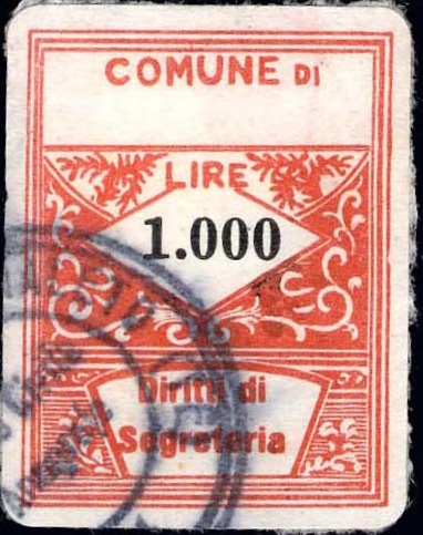 Marca da Bollo del Comune di CROGNALETO su Carta Bianca di dimensioni 21,5 x 28 mm