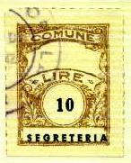 Marca da Bollo del Comune di CROPALATI su Carta Bianca Sottile di dimensioni 22 x 29 mm