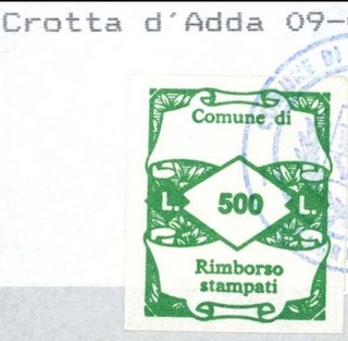Marca da Bollo del Comune di CROTTA D´ADDA su Carta Bianca di dimensioni mm