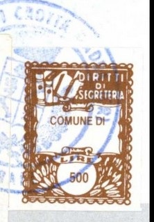 Marca da Bollo del Comune di CROTTA D´ADDA su Carta Bianca di dimensioni 17 x 22 mm