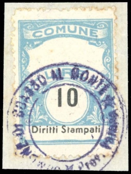 Marca da Bollo del Comune di CUASSO AL MONTE su Carta Bianca di dimensioni 22,5 x 29 mm