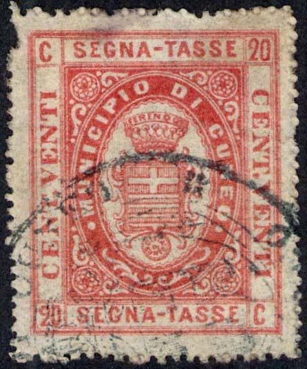 Marca da Bollo del Comune di CUNEO su Carta Bianca di dimensioni 25 x 31 mm