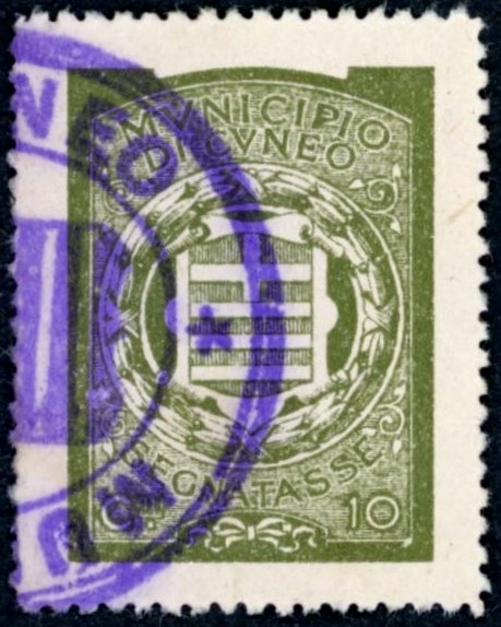 Marca da Bollo del Comune di CUNEO su Carta Bianca di dimensioni 22,5 x 30,5 mm