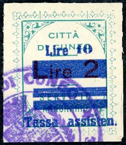 Marca da Bollo del Comune di CUNEO su Carta Bianca di dimensioni 25 X 30 mm