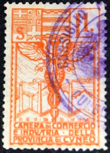 Marca da Bollo del Comune di CUNEO su Carta Bianca di dimensioni 23 x 36 mm