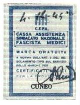 Marca da Bollo del Comune di CUNEO su Carta Bianca di dimensioni 31 x 45 mm
