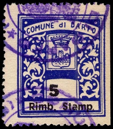 Marca da Bollo del Comune di DARFO BOARIO TERME su Carta Bianca di dimensioni 22 x 226,5 mm