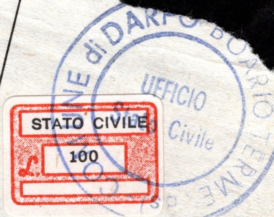 Marca da Bollo del Comune di DARFO BOARIO TERME su Carta Bianca di dimensioni 20 x 14 mm