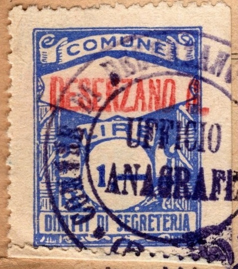 Marca da Bollo del Comune di DESENZANO DEL GARDA su Carta Bianca Sottile di dimensioni 21 x 26 mm