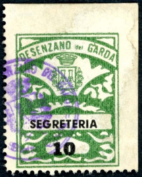 Marca da Bollo del Comune di DESENZANO DEL GARDA su Carta Bianca Sottile di dimensioni 24 x 31 mm
