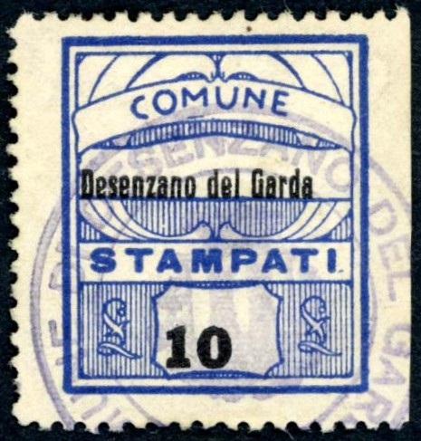 Marca da Bollo del Comune di DESENZANO DEL GARDA su Carta Bianca di dimensioni 23 x 27 mm