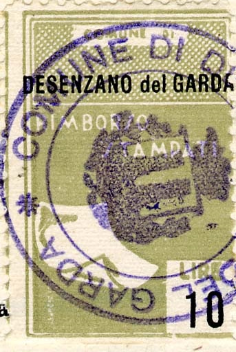 Marca da Bollo del Comune di DESENZANO DEL GARDA su Carta Bianca Sottile di dimensioni 22 X 33 mm