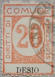 Marca da Bollo del Comune di DESIO su Carta Bianca Sittile di dimensioni 21,5 x 30 mm