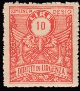 Marca da Bollo del Comune di DESIO su Carta Bianca di dimensioni 24 x 29,5 mm