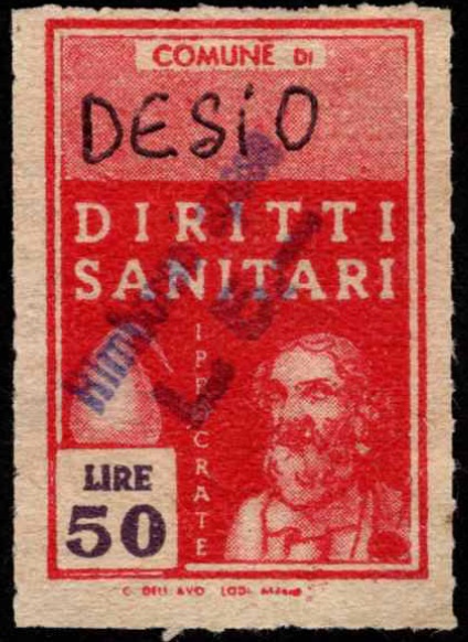 Marca da Bollo del Comune di DESIO su Carta Bianca di dimensioni 22 x 31 mm