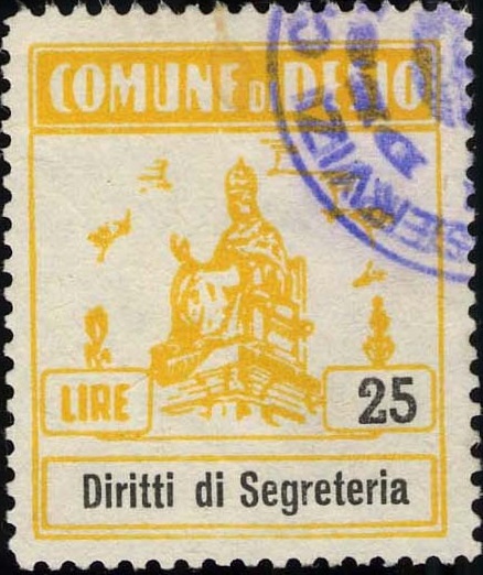 Marca da Bollo del Comune di DESIO su Carta Bianca Sittile di dimensioni 26,5 x 32 mm