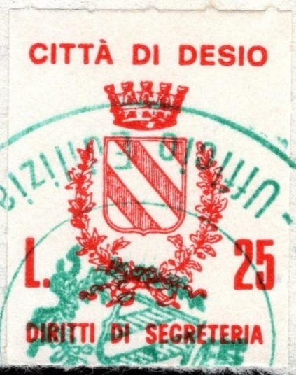 Marca da Bollo del Comune di DESIO su Carta Bianca di dimensioni 20 x 24 mm