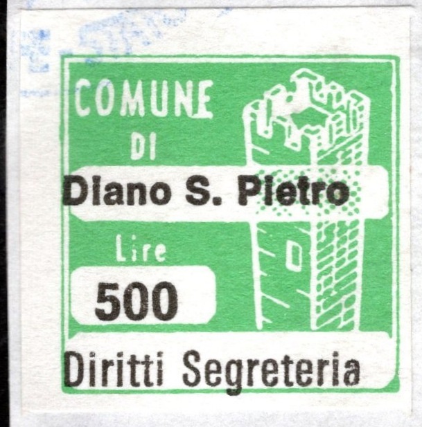 Marca da Bollo del Comune di DIANO SAN PIETRO su Carta Bianca di dimensioni 20 x 20 mm