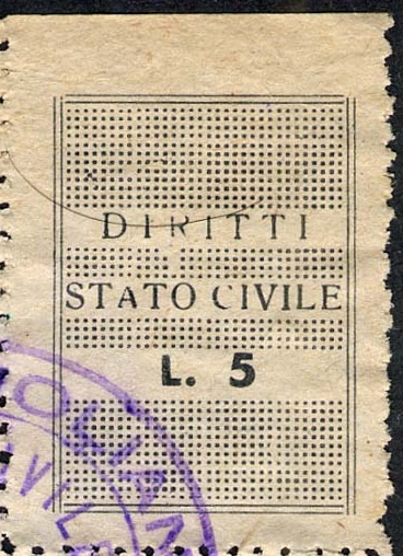 Marca da Bollo del Comune di DOLIANOVA su Carta Bianca di dimensioni mm