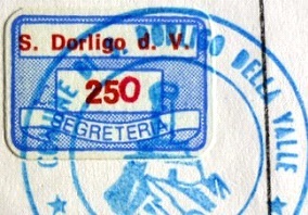 Marca da Bollo del Comune di SAN DORLIGO DELLA VALLE su Carta Bianca di dimensioni 20 x 14 mm