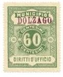 Marca da Bollo del Comune di DOLZAGO su Carta Bianca di dimensioni 23,5 x 30 mm