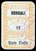 Marca da Bollo del Comune di DORGALI su Carta Bianca di dimensioni 20 x 30,5 mm