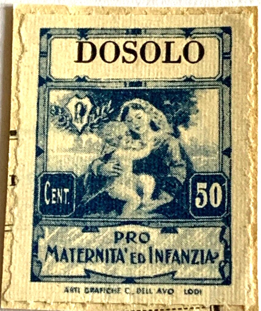 Marca da Bollo del Comune di DOSOLO su Carta Bianca di dimensioni 21 x 28 mm