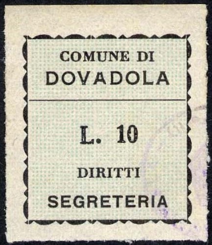 Marca da Bollo del Comune di DOVADOLA su Carta Bianca di dimensioni mm