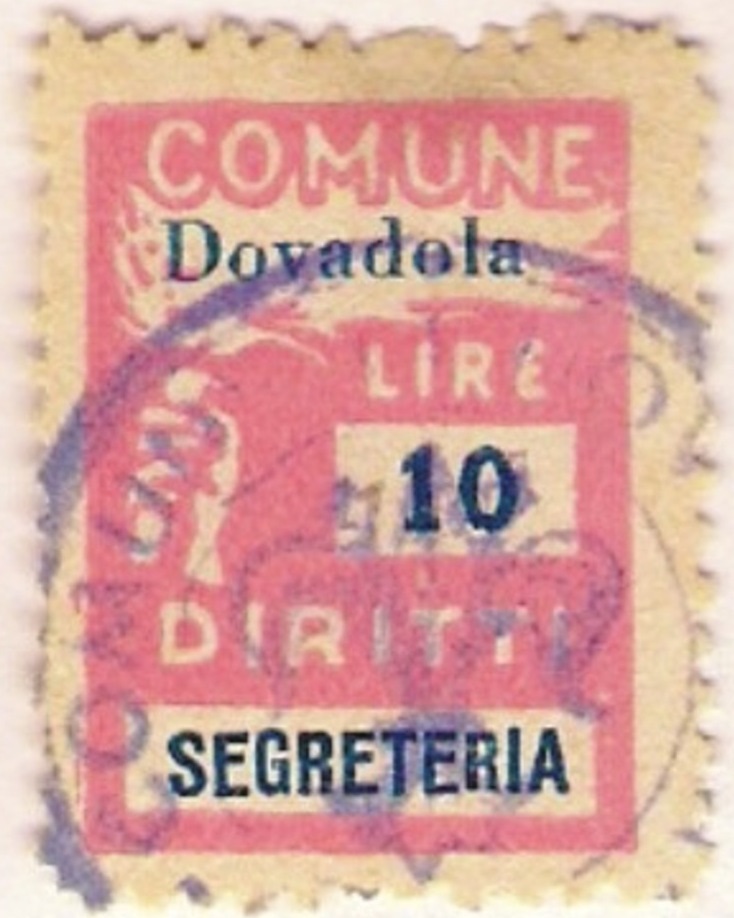 Marca da Bollo del Comune di DOVADOLA su Carta Bianca Sottile di dimensioni 18,5 x 26 mm