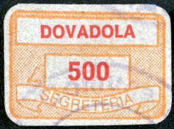 Marca da Bollo del Comune di DOVADOLA su Carta Bianca di dimensioni 19 x 14 mm