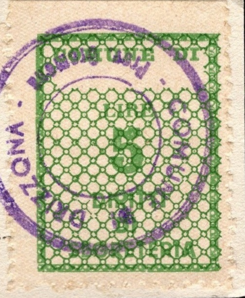 Marca da Bollo del Comune di DRIZZONA su Carta Bianca di dimensioni 22 x 29 mm