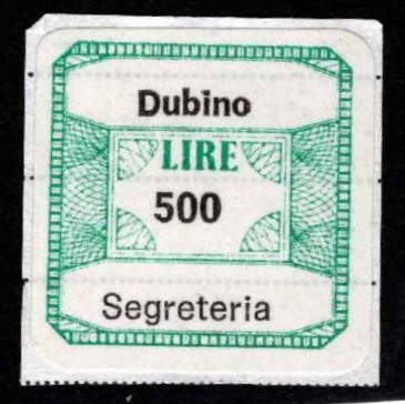 Marca da Bollo del Comune di DUBINO su Carta Bianca di dimensioni 20 x 20 mm