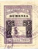 Marca da Bollo del Comune di DUMENZA su Carta Bianca di dimensioni 22 x 30 mm