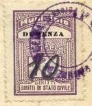 Marca da Bollo del Comune di DUMENZA su Carta Bianca di dimensioni 22 x 30 mm