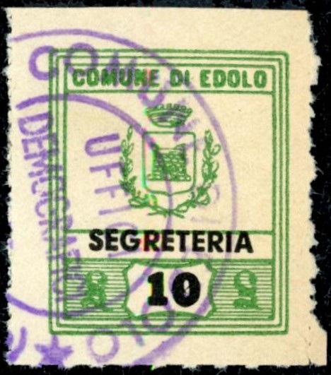 Marca da Bollo del Comune di EDOLO su Carta Bianca di dimensioni mm