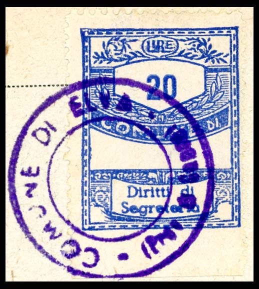 Marca da Bollo del Comune di ELVA su Carta Bianca di dimensioni 21 x 28 mm