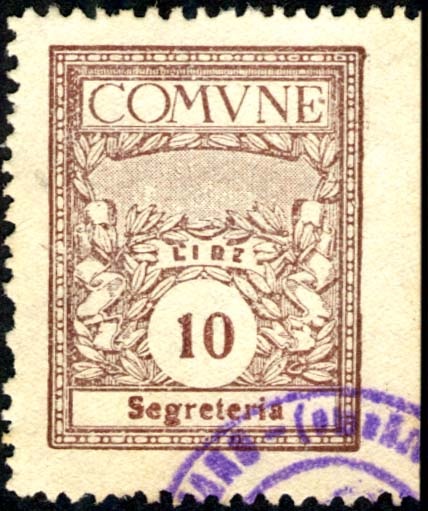 Marca da Bollo del Comune di ENDINE GAIANO su Carta Bianca di dimensioni 22 x 28 mm