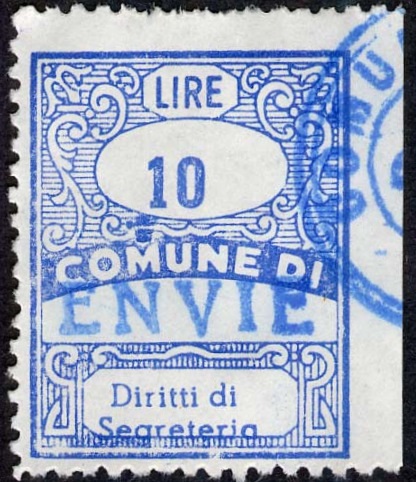 Marca da Bollo del Comune di ENVIE su Carta Bianca di dimensioni 22 x 28 mm