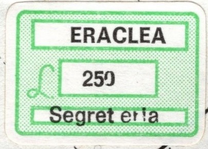 Marca da Bollo del Comune di ERACLEA su Carta Bianca di dimensioni 19 x 13 mm