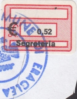 Marca da Bollo del Comune di ERACLEA su Carta Bianca di dimensioni 19 x 13 mm